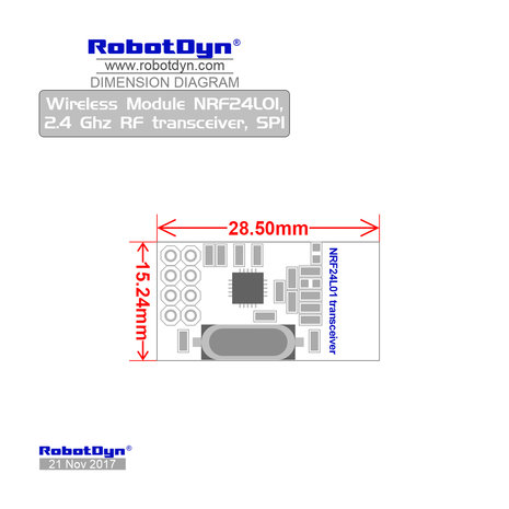 Wireless Module NRF24L01, 2.4 Ghz RF transceiver, SPI  RobotDyn