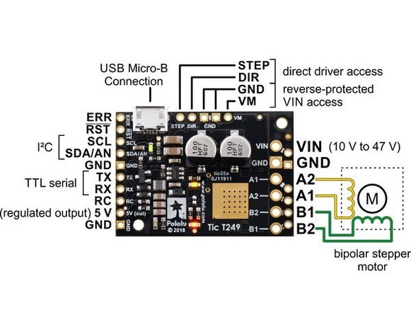  Tic T249 USB Multi-Interface Stepper Motor Controller Pololu 3138