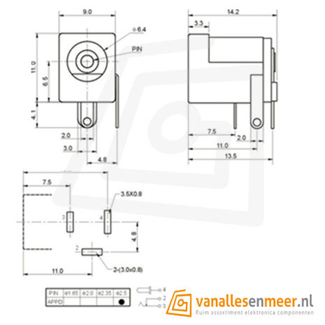 Jack socket 5.5 X 2.5 mm 5.5x2.5