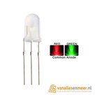 5mm Bi-Color LED – Rood/Groen – Common Anode – Diffused – 3-Pins – 120° Lichtbundel