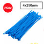 Kabelbinders - Tyraps - Tie wraps - Kabel organizer - 4x250mm - 250 stuks - Blauw